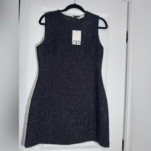 Zara Textured Black Mini Dress